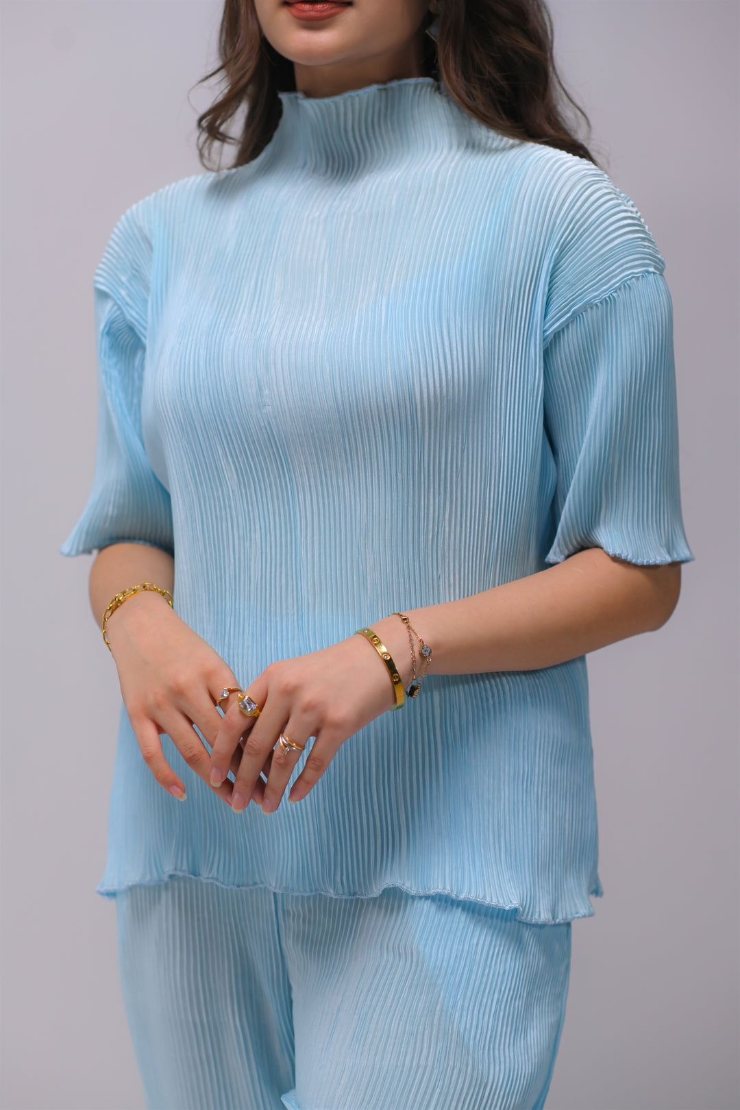 Sky Blue Pleated Co-Ord Set (NEW)