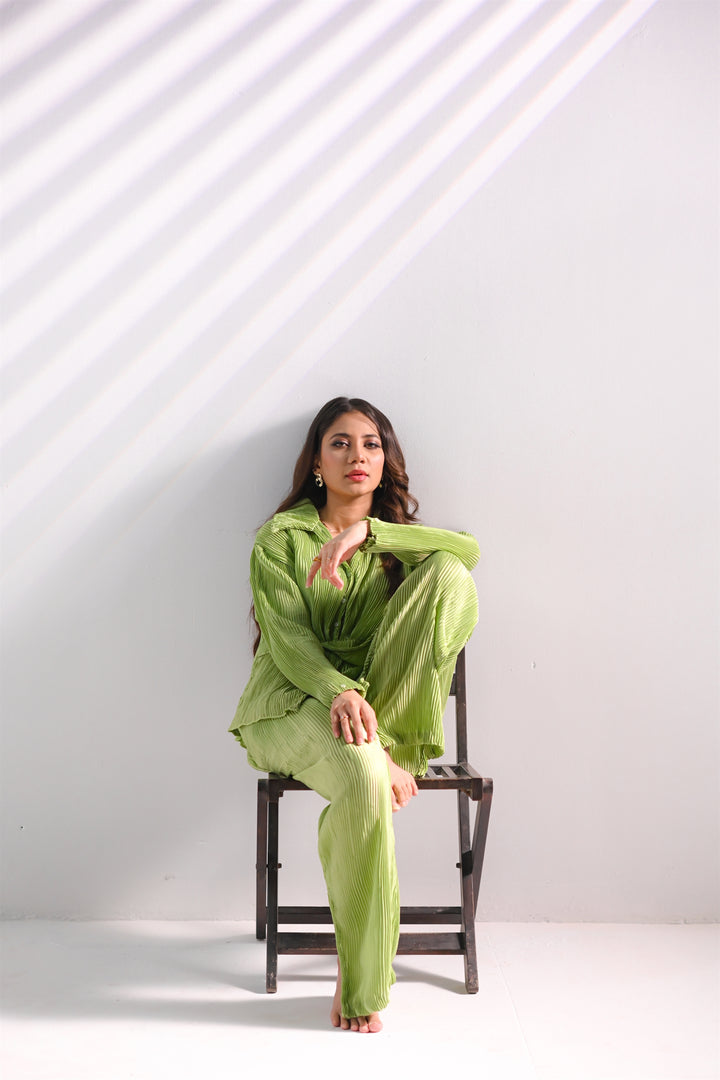 Leaf Green Pleated Co-Ord Set (NEW)