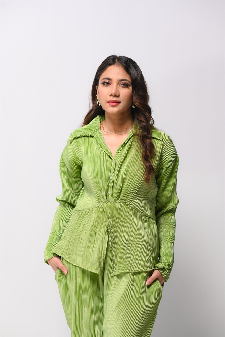 Leaf Green Pleated Co-Ord Set (NEW)