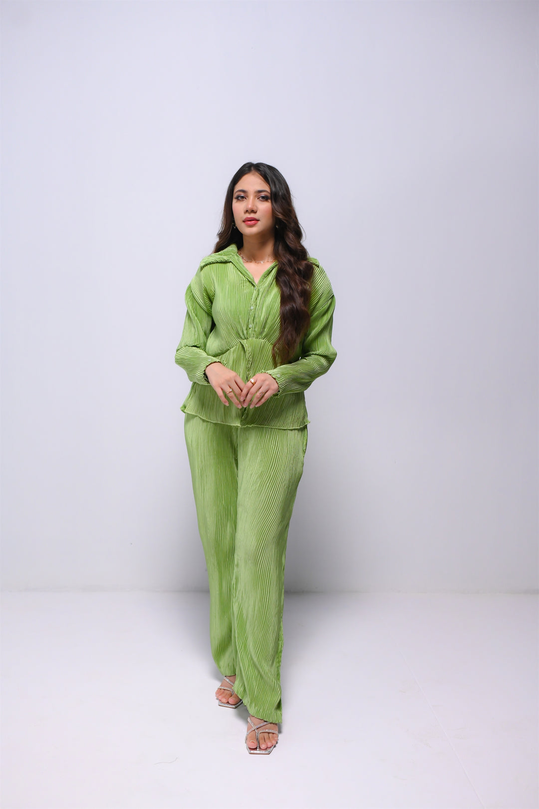 Leaf Green Pleated Co-Ord Set (NEW)