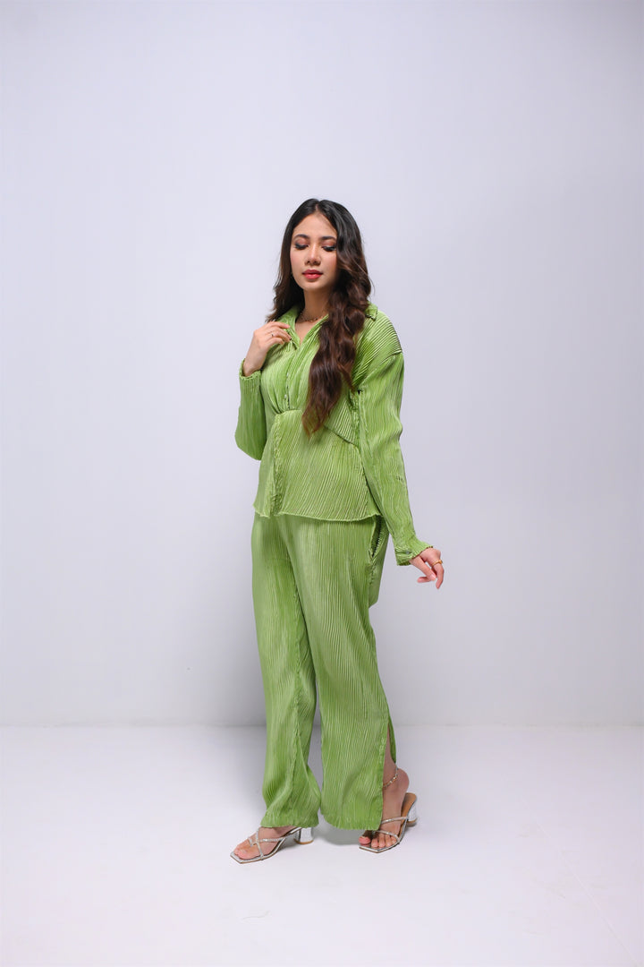 Leaf Green Pleated Co-Ord Set (NEW)