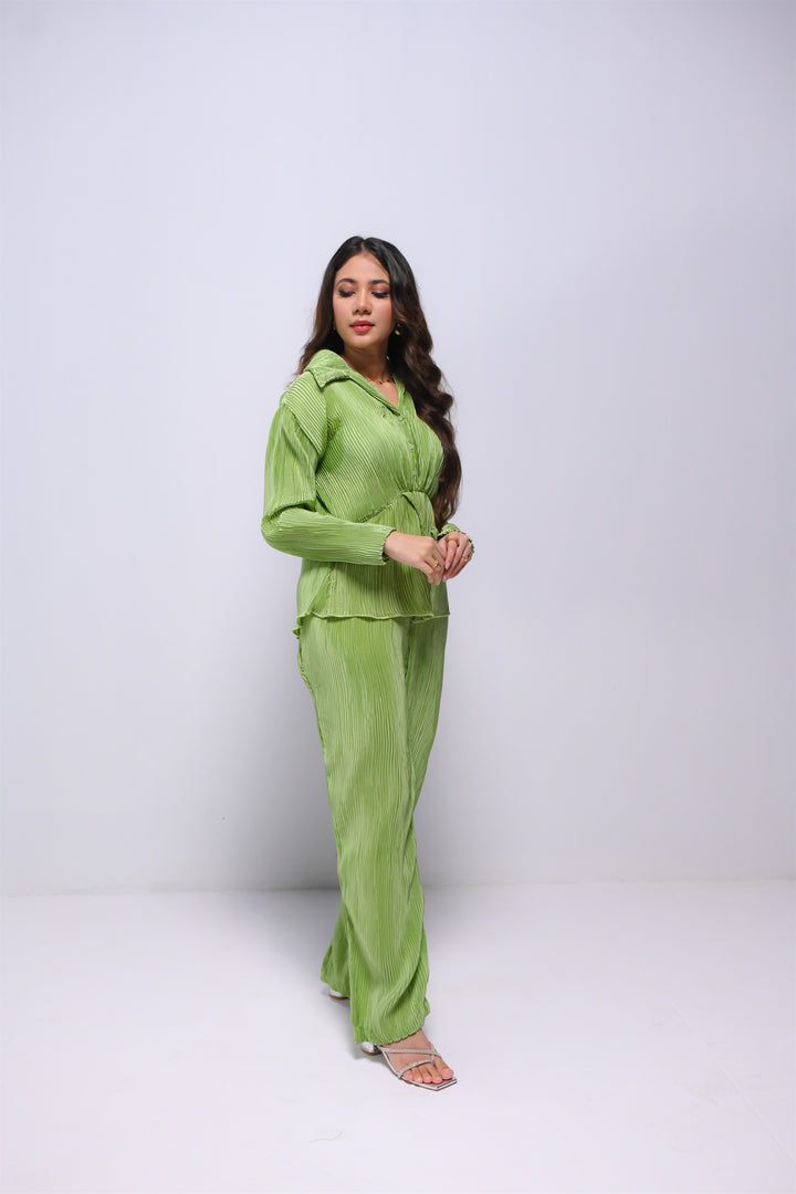 Leaf Green Pleated Co-Ord Set (NEW)